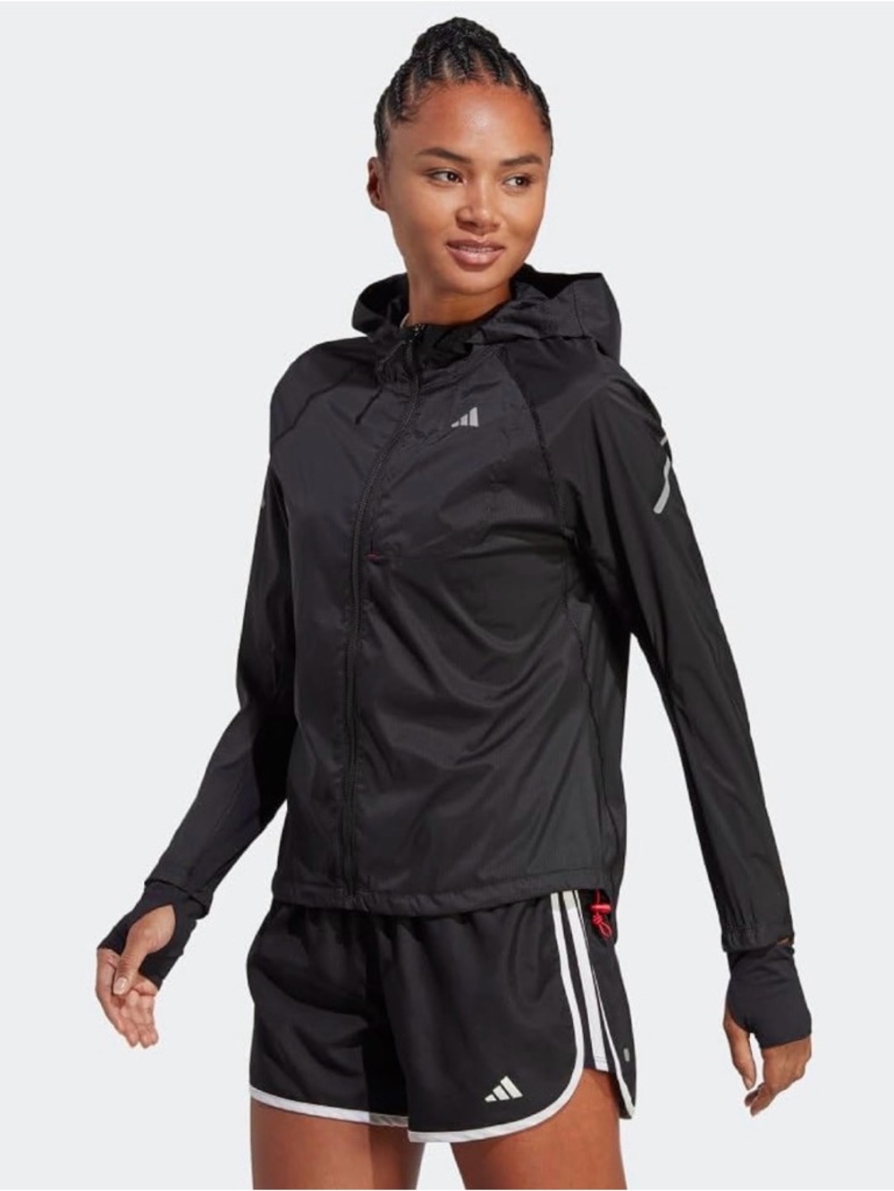 Adidas Women's Black Lightweight Hooded Jacket